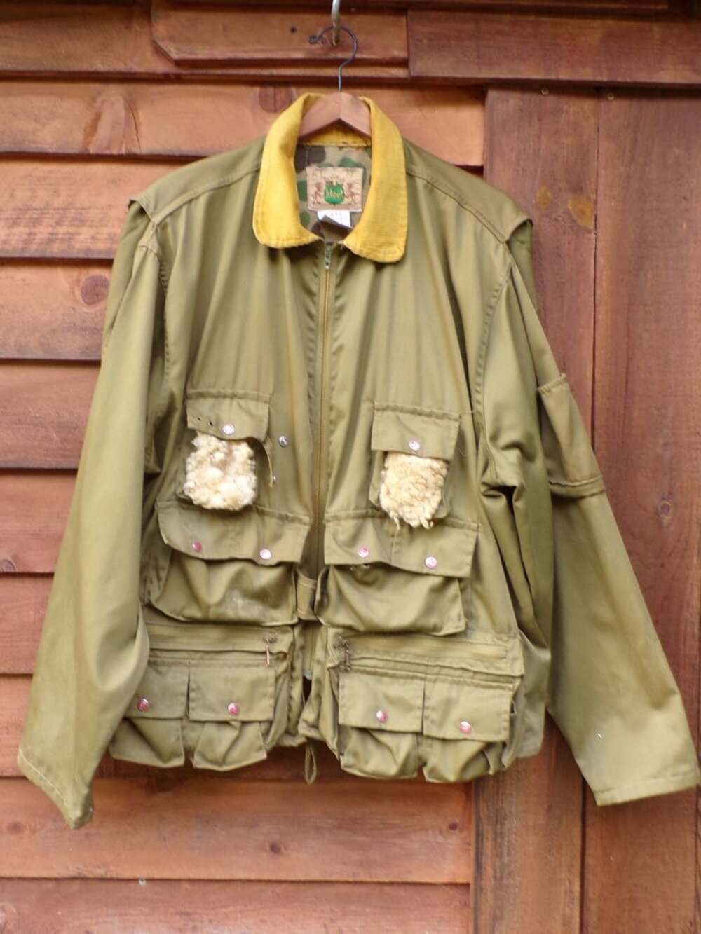 Vintage Ideal Fly Fishing Jacket Coat Men's XXL Canvas Corduroy Collar